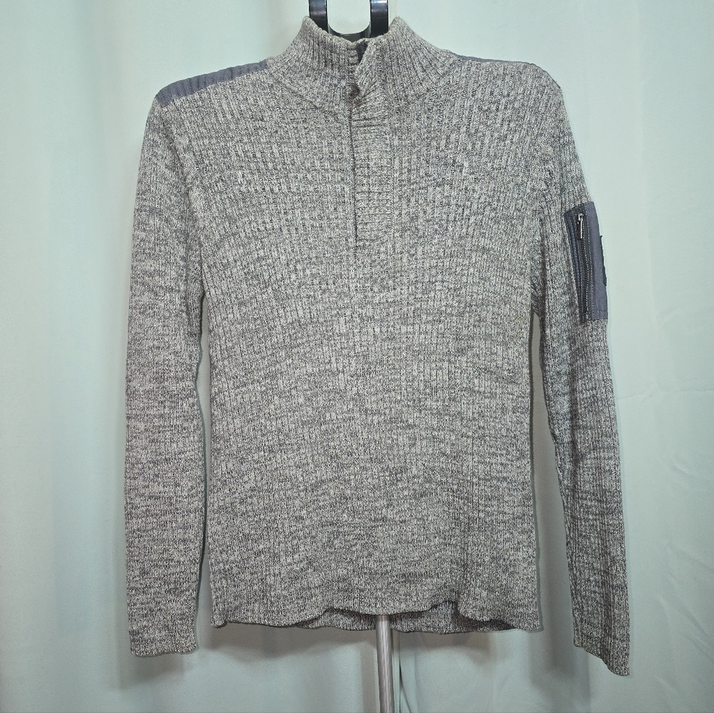 Calvin Klein Jeans Men's Gray Casual Zip-Up Long-Sleeved Knit Sweater Size M